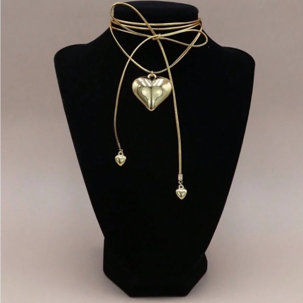 Gold Heart Necklace 24k Gold Plated new